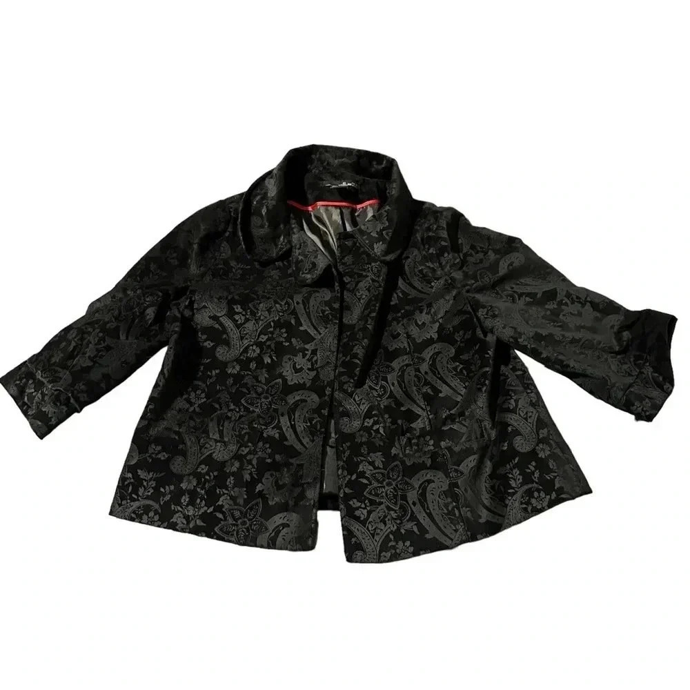Willi Smith 100% cotton black paisley cape jacket women's size medium